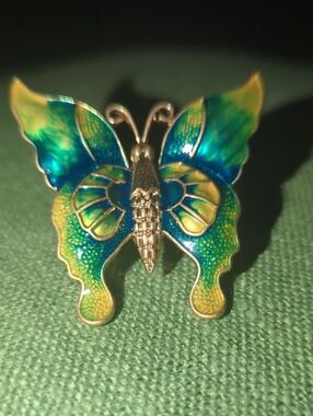 Enamel Butterfly Ring Blue & Green